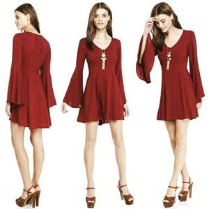 Express Bell Sleeve Fit and Flare Dress
